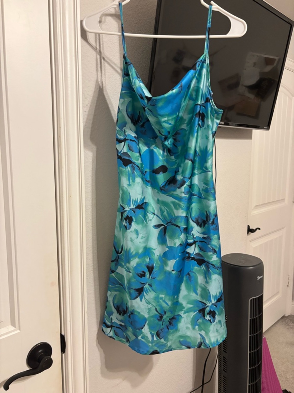 Sleeveless Blue Floral Slip Dress